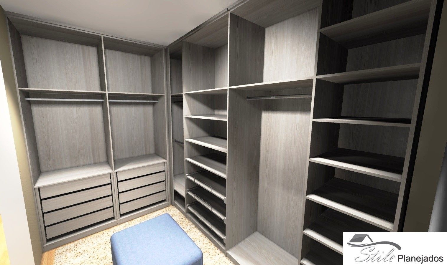 Ambiente Planejado para Closet na Chácara Três Caravelas - Ambiente Planejado para Closet